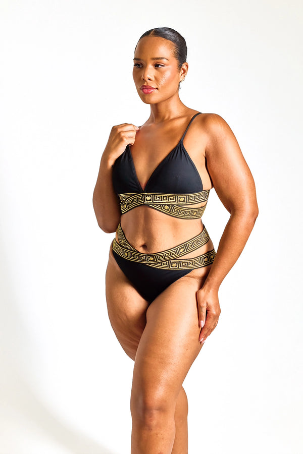 The Black Mosaic Bikini Top - 12