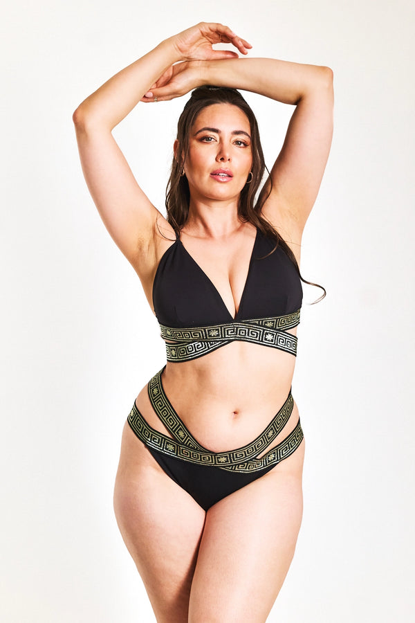 The Black Mosaic Bikini Top - 14