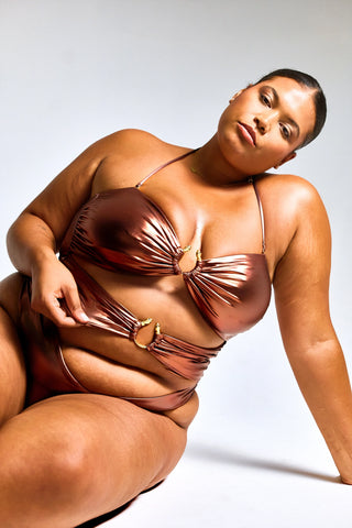Bronze Medusa Cut-Out Swimsuit