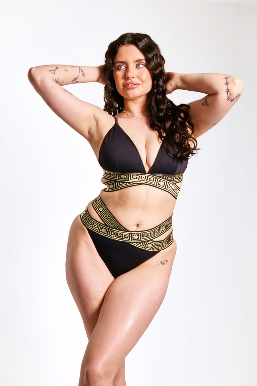 The Black Mosaic Supportive Bikini Top - UK 10