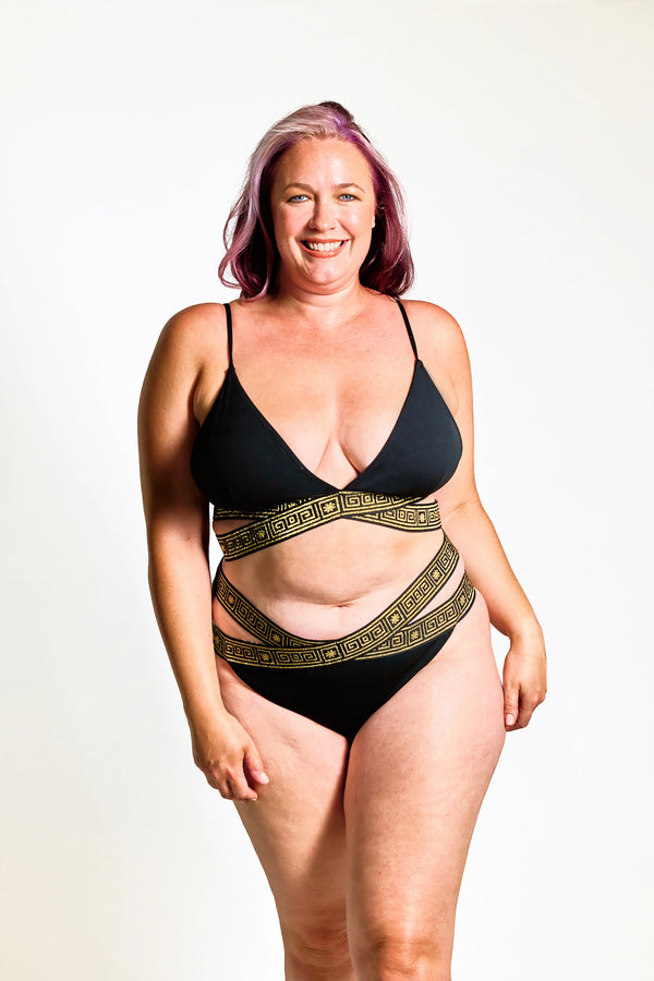 The Black Mosaic Bikini Top - 18-20
