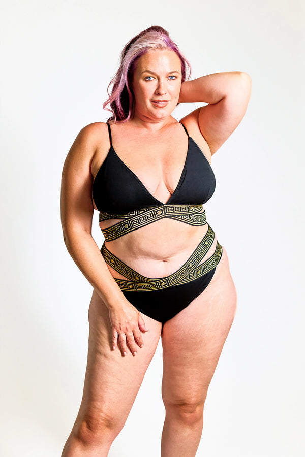 The Black Mosaic Bikini Top - 18-20