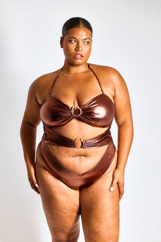 Sample - Bronze Medusa Cut-Out Swimsuit