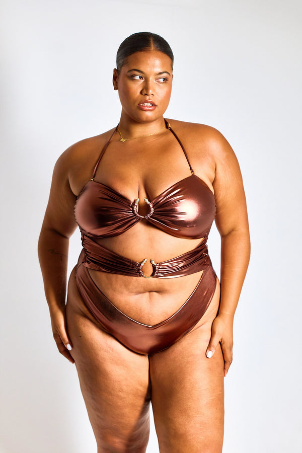 Bronze Medusa Cut-Out Swimsuit - 18-20