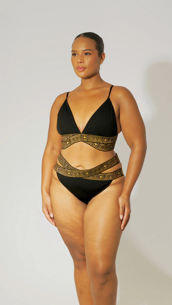 The Black Mosaic Bikini Bottoms - 16-18 360 view