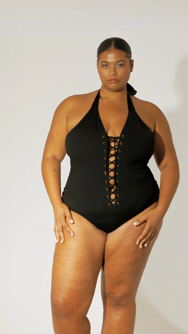 Award-Winning Lace Me Up Sculpting Swimsuit - 20-22 360 view
