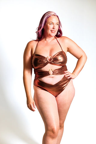 Sample - Bronze Medusa Cut-Out Swimsuit